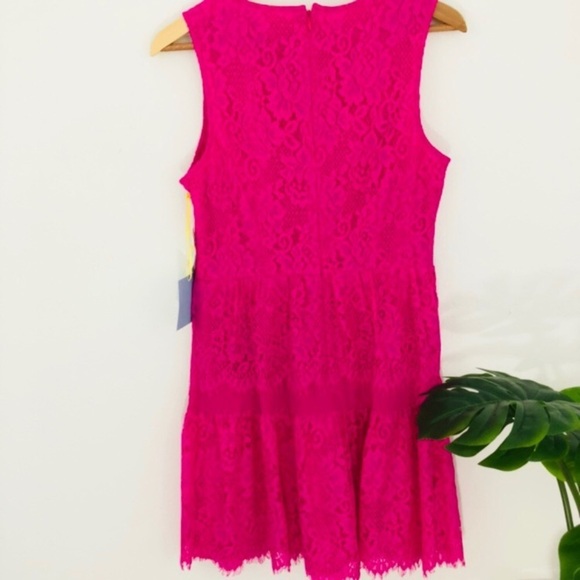 NWT  CeCe by Cynthia Steffe - Fuchsia November Lace Dress - 10P